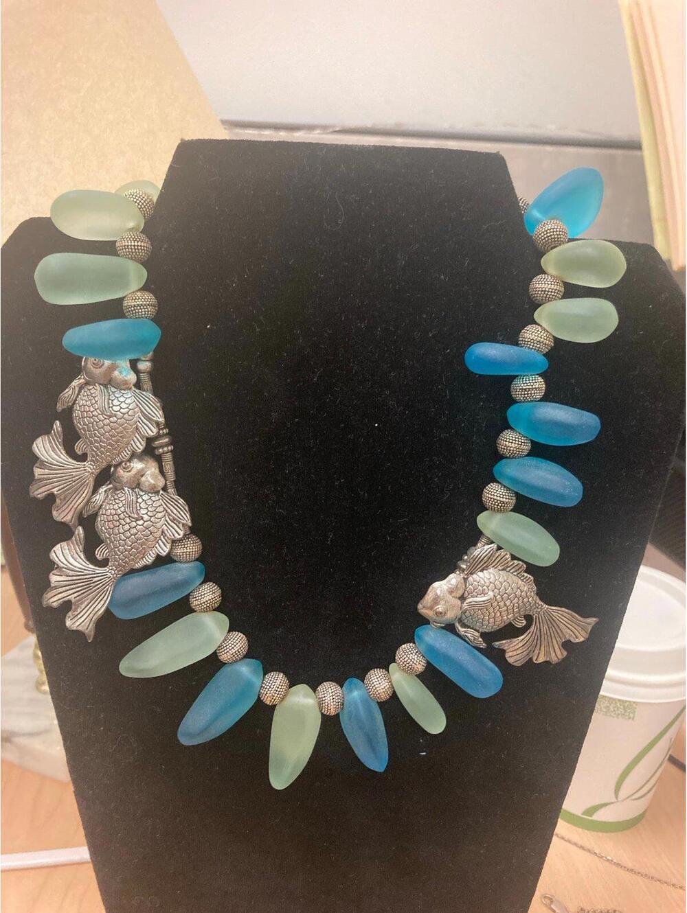 Koi Fish Sea Glass Statement Necklace